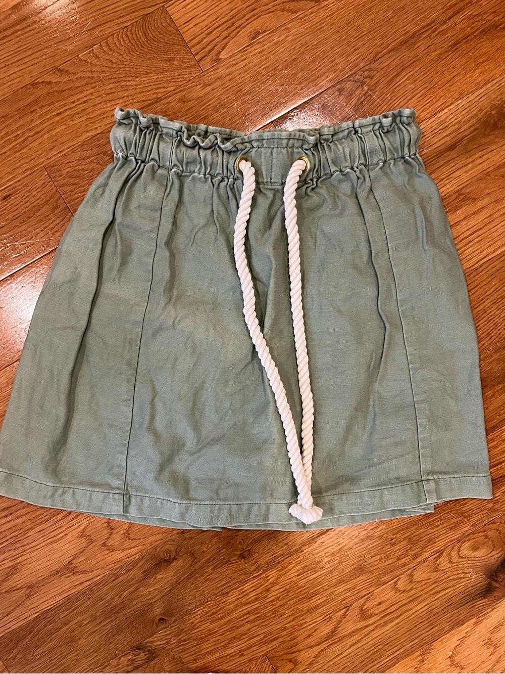 J. Crew Olive Green Drawstring Mini Skirt